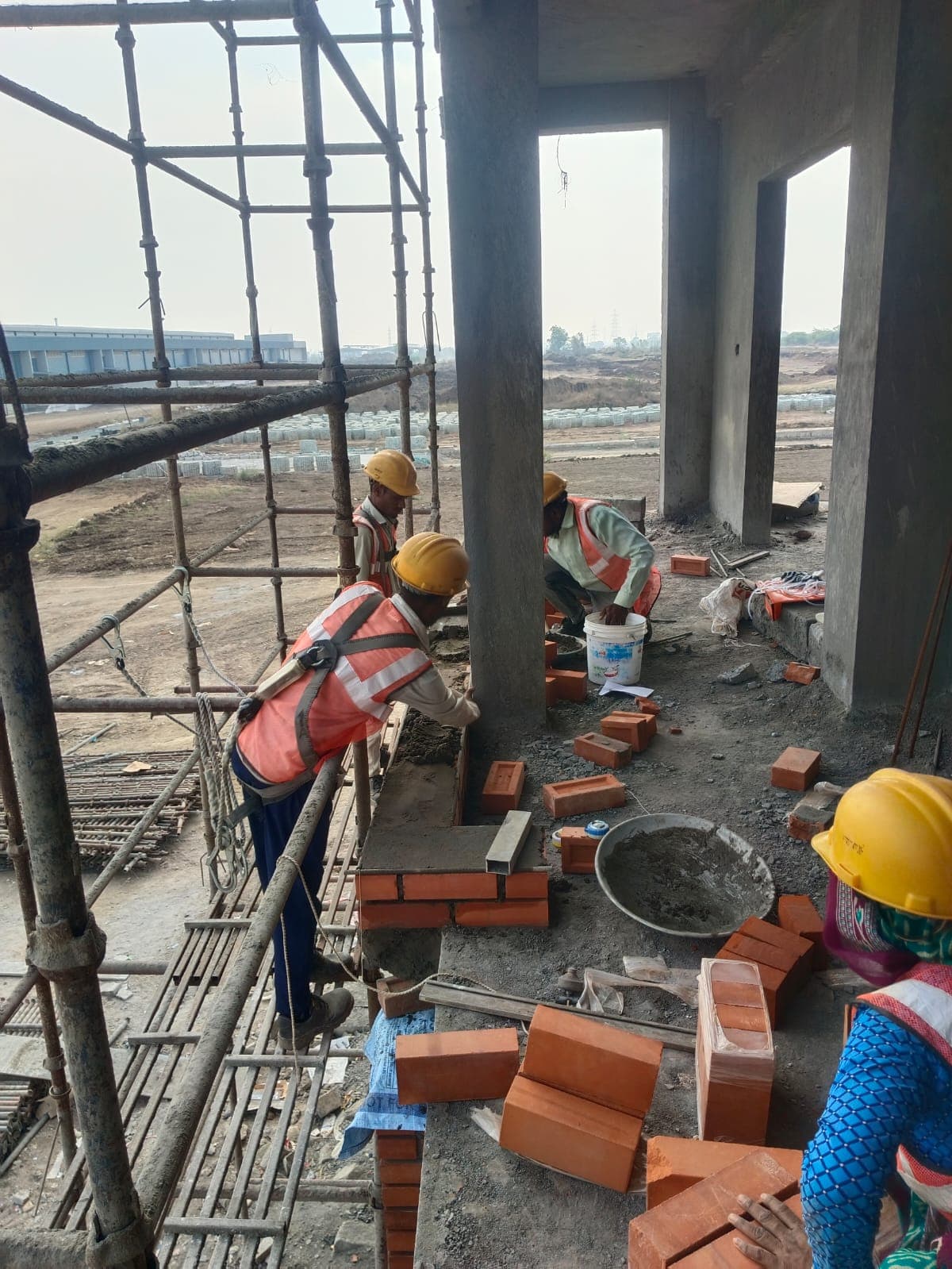 Fall-Arrest Safety Harness in Action on Upper Tier