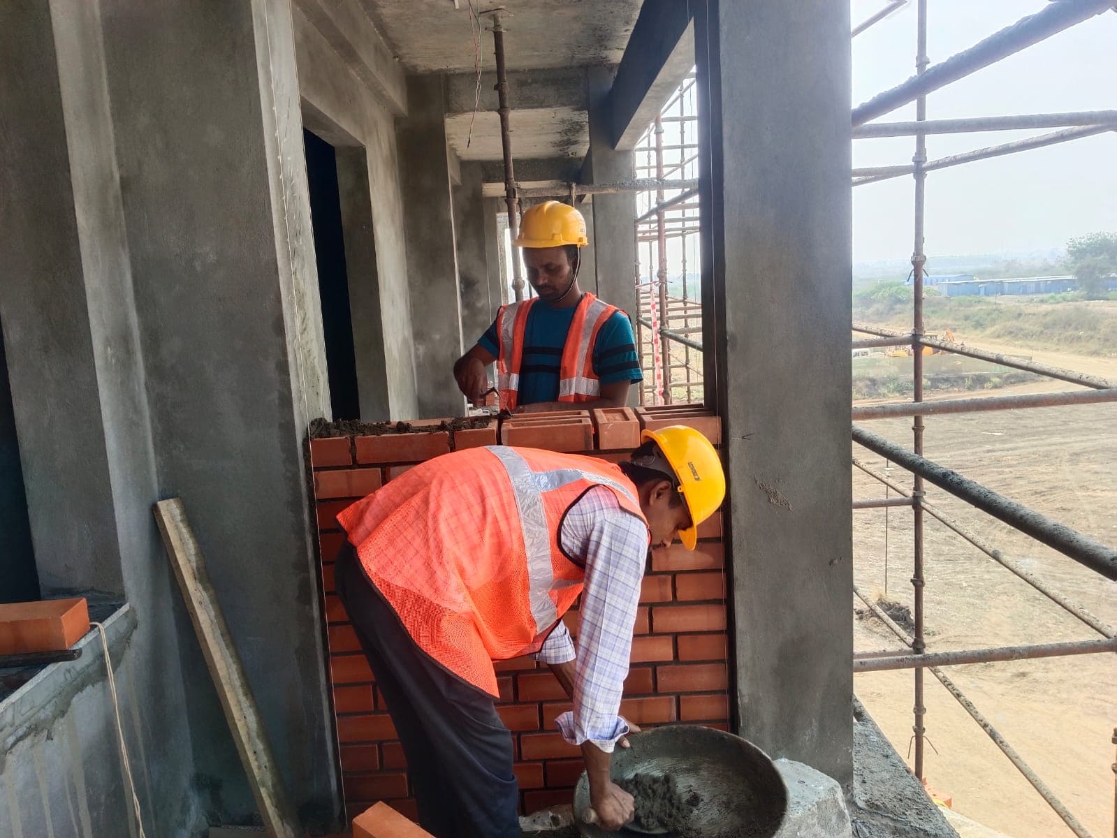 Parapet Wall Masonry with Landscape Panorama
