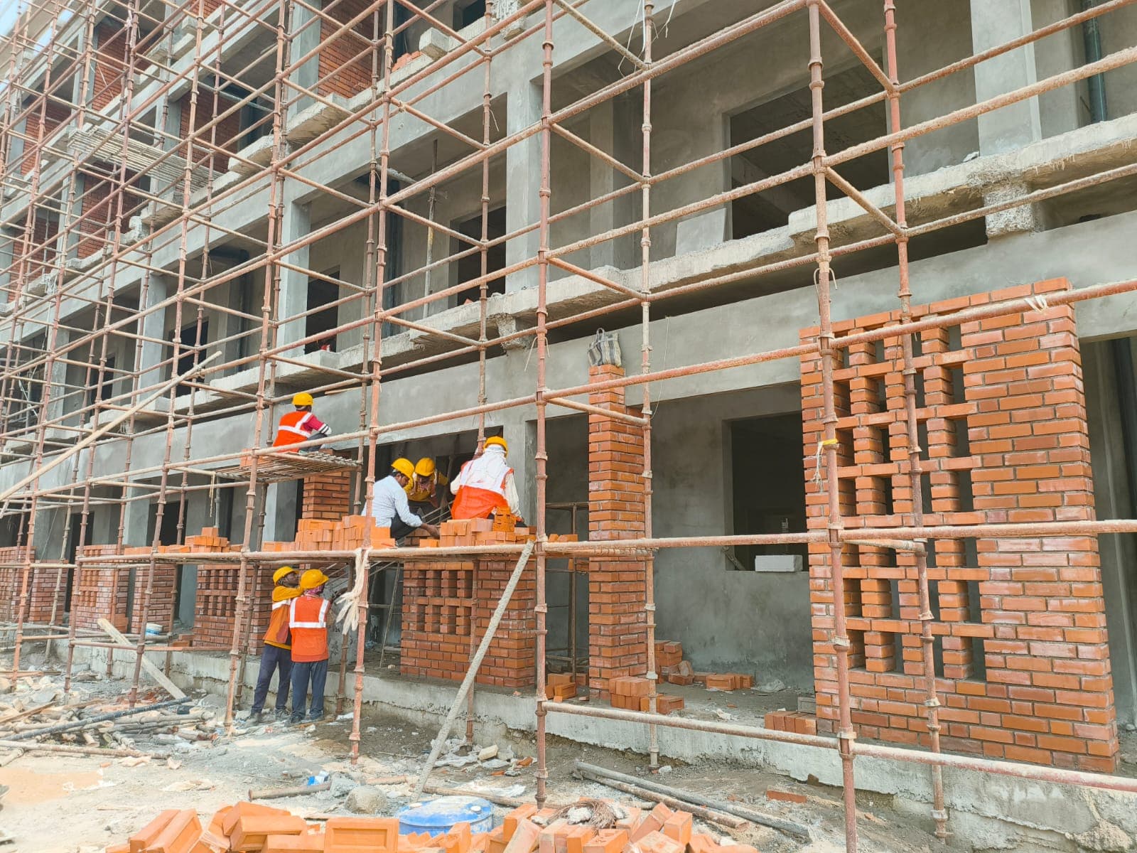 Ground & First Floor Brick Jali Screen Construction